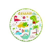 Set 10 Farfurii Petrecere, Flippy, Colectia Dino Park, 17 cm Diametru, din Carton, Multicolor