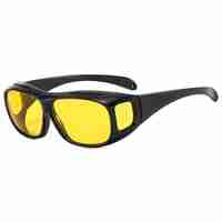 Ochelari pentru Viziune pe Timp de Noapte, Flippy, Polarizati, pentru Condus, Ciclism, cu Posibilitatea Purtarii peste Ochelarii de Vedere, cu Lentila Galbena, pentru Protectie, Rama Neagra, Pc, 15x5 cm