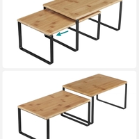 SONGMICS Set 4 rafturi de bucatarie suprapozabile, pentru ustensile sau condimente, 20x30x16cm, natur si negru