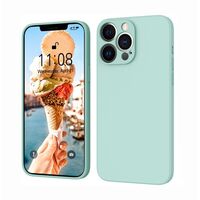 Husa pentru Apple iPhone 14 Plus Vafy, Liquid Silicone, cu Microfibra pe interior, Protectie Antisoc, Light Cyan