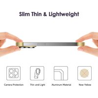 Husa Metalica Edgeless Compatibila cu iPhone 16, Vafy, Protectie pentru Colturi si Camera, Aliaj Aluminiu, Antisoc, Antizgariere, Auriu