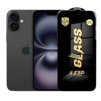 Folie de Protectie pentru iPhone 16 Plus, Vafy, Sticla Securizata ESD, Margini Negre, Rezistenta la Zgirieturi, Antistatica, 0.35 mm, Transparenta