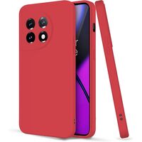 Husa de Protectie, Vafy, pentru OnePlus 11 5G, Liquid Silicone, cu Microfibra pe Interior, Protectie Antisoc, Compatibil Incarcare Wireless, Rosu