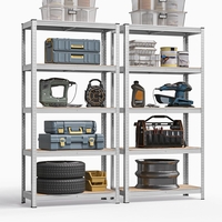 SONGMICS Set de 2 Rafturi de depozitare, cadru din otel armat, polite din MDF, max 2x875kg, 180x90x40cm, gri