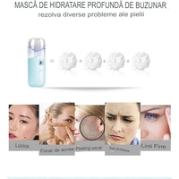 Spray de Hidratare Facială cu Tehnologie Nano, Flippy, Hidratare, Igienizare, Abur Rece, Încărcare USB, Capacitate 30 mL, 10cm, Albastru
