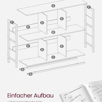 VASAGLE Biblioteca, raft cu 6 unitati de depozitare, din lemn, 33x120x80 cm, gri stejar