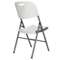 Scaun pliabil HDPE cu cadru metalic, pentru catering sau gradina, 46x53x86 cm, 150 kg, alb