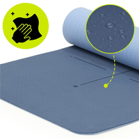 Saltea yoga antiderapanta din TPE, 183x61x0.6 cm, cu curea transport, albastru