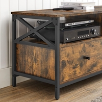 VASAGLE Comoda TV cu 2 sertare si 2 rafturi, cadru metalic, stil industrial, 120x40x50 cm, maro rustic