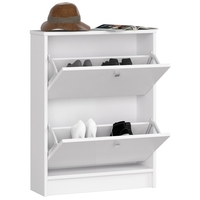 Dulap pantofi cu 2 usi rabatabile, PAL laminat 16 mm, 60x20x80 cm, alb