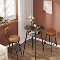 VASAGLE Masa de bar maro, 70x70x91 cm – design elegant cu piele artificiala, blat 60 cm, stabila si usor de asamblat