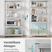 SONGMICS Raft de depozitare metalic, cu suprafata galvanizata, 5 polite, max. 875 kg, 180x90x40cm, argintiu