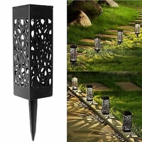 Lampa solara LED, Flippy, Set 6 Bucati, Tip Felinar, pentru Gradina, Inaltime 30.2 cm, putere 0.2W, 1.2V, 600mAh, Lumina Alb Rece, Negru