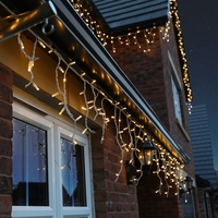Instalatie Craciun, 190 m, Led-uri ,Franjuri, Alb cald, Flash, Alimentator, Interconectabila, Fir Alb Cauciucat, 220v, Vafy