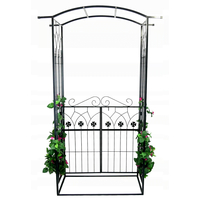 Pergola gradina metalica cu poarta, suport plante cataratoare, 106x50x217 cm, negru