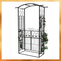 Pergola gradina metalica cu poarta, suport plante cataratoare, 106x50x217 cm, negru