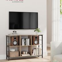 VASAGLE Biblioteca, raft cu 6 unitati de depozitare, din lemn, 33x120x80 cm, gri stejar