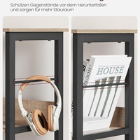 VASAGLE Biblioteca, raft cu 6 unitati de depozitare, din lemn, 33x120x80 cm, gri stejar