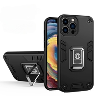 Husa Iron Warriors pentru iPhone 11, Vafy, Hybrid Ring Holder Kickstand, Negru