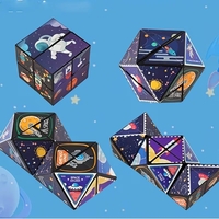Jucarie Interactiva, Flippy, 3D Cub Rubik, Diferite Forme, Anti-stress, Tema Spatiu Cosmic, Multicolor