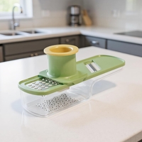 Razatoare Manuala, Vafy, cu Recipient de Stocare, pentru Legume, din Plastic si Otel Inoxidabil, Multifunctionala, Verde