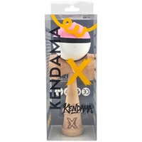 Kendama X Originala, Profesionala, Flippy, din Lemn, 18 cm, Rubber Grip, Roz/Negru/Alb