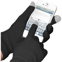 Manusi de Dama, Flippy, Functie Touchscreen (ecran tactil), Material Acril Tricotat, Manseta Elastica, Interior Catifelat, Marime Universala, Negru
