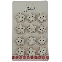 Set 12 Brose Martisor pentru Copii, Jolie, Model Stea care Zambeste, Alb