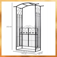 Pergola gradina metalica cu poarta, suport plante cataratoare, 106x50x217 cm, negru