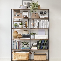 VASAGLE Biblioteca 6 rafturi, cadru metalic, stil industrial, 30x120x170 cm, maro rustic