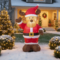 Ren gonflabil de exterior gonflabil, iluminare LED, 135 cm, cu compresor integrat, iluminare alba