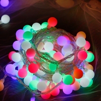 Instalatie sfere brad Craciun Vafy, 3 metri, 20 LEd-uri, alimentare la retea, fir transparent, multicolora