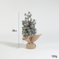 Decoratiune Craciun pentru Masa, Flippy, Ornament de Decor Model Brad de Craciun de Dimensiuni Mici cu Fulgi Albi, pentru Birou si Interior, din Plastic Calitativ 20 cm, Verde Alb