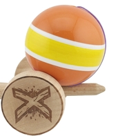 Kendama X Originala, Profesionala, Flippy, Big Cups V2, Super Sticky Legendary Cupe Mari, Rulment Metalic cu Ata 55 cm, Portocaliu/Galben/Alb