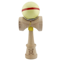 Kendama X Originala Silken, Profesionala, Flippy, Cupe Mari KING SIZE V3, Super Sticky, Gaura in Baza, Rulment Metalic, din lemn 18 cm, Ata 62/65 cm, Cream Galben