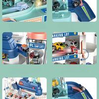 Garaj auto pentru copii cu parcare multipla, lift electric, masini incluse, cu pista, 30x30x25 cm