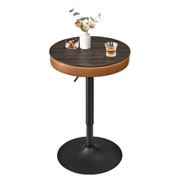 VASAGLE Masa de bar maro caramel, 59x59x(83-105) cm – inaltime reglabila, compartiment de depozitare