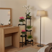 Suport metalic pentru flori cu 5 niveluri, structura pliabila, 48x48x79 cm, negru