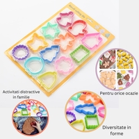 Set 12 forme pentru prajituri Flippy, material polipropilena, diverse forme, pentru orice ocazie, adancime 1.6 cm, 23.3 x 33.5 x 1.8 cm, multicolor