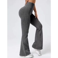 Pantaloni Sport de Dama, Flippy, pentru Yoga, Talie Inalta, Evazati, Tricotati, Gri Inchis, Marime S