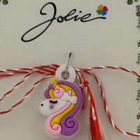 Martisor pentru Copii, Jolie, Material Cauciuc, Ambalaj Carton cu Design, Multicolor, Model Unicorn