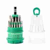 Set de Surubelnite 31-in-1 cu Clichet, Vafy, Set de Uz Casnic pentru Repararea Electronicelor Mici, Maner durabil Izolat Magnetic, 10 x 5 x 5 cm, Verde
