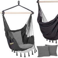 Hamac tip leagan suspendat pentru casa sau gradina, gri cu perne, 130x100cm, 150kg