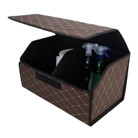 Cutie de Depozitare Auto, Flippy, Organizator Premium Portbagaj, Geanta Multifunctionala din Piele Ecologica, Rezistent la Uzura si Pliabil, 2 Compartimente Depozitare, Maro Havana, 55 x 30 x 30cm