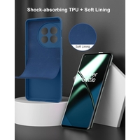 Husa de Protectie, Vafy, pentru OnePlus 11 5G, Liquid Silicone, cu Microfibra pe Interior, Protectie Antisoc, Compatibil Incarcare Wireless, Albastru
