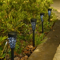Set 12 Lampi Solare Led pentru Gradina, Flippy, Tip Torta, 36 x 6.8 cm, Buton On-Off, Lumina Alb Rece, Negru