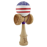 Kendama X CHICANOS Originala, Profesionala, Flippy, Big Cups V2, Super Sticky cu Cupe Mari, Rulment Metalic, din lemn 18 cm, Ata 55 cm, Violet/Alb
