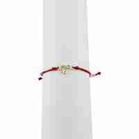 Bratara Martisor pentru Dama, Jolie, Model Inima Mama si Trifoi, Set 12 bucati, Pandativ din Inox Auriu, Snur Ajustabil Impletit, Rosu