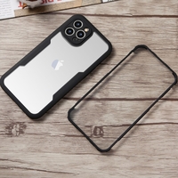Husa Max Defence pentru iPhone 13 Pro, Vafy, Bumper Negru, Fata Dubla Transparenta, Protectie Antisoc Full 360