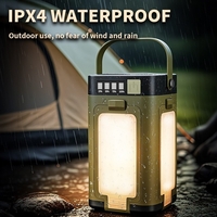 Lampa pentru Camping, Flippy, Lampa LED, Reincarcabila Solar si cablu TYPE-C, Tip Felinar 4 Laturi si Lanterna in Baza, Impermeabila, 12.5 x 7 x 7 cm, Verde